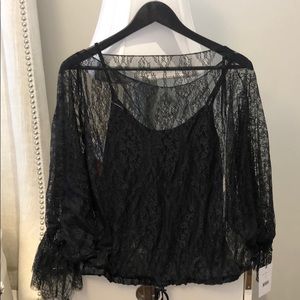 Sheer lace cropped top